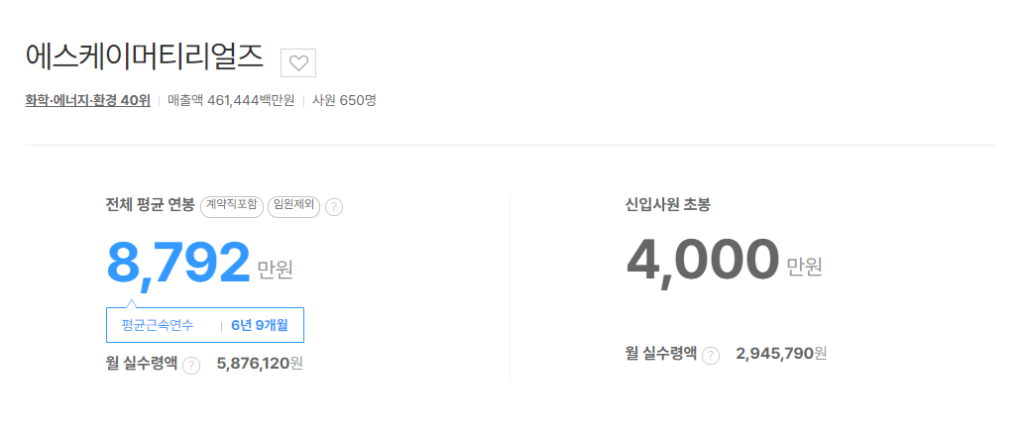 SK머티리얼즈 평균연봉
