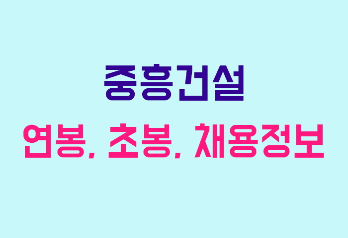 중흥건설 연봉