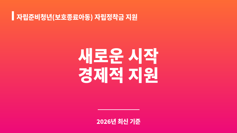 자립준비청년(보호종료아동) 자립정착금 지원 보조 이미지 1