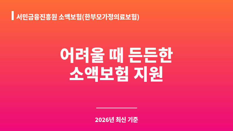 서민금융진흥원 소액보험(한부모가정의료보험) 보조 이미지 1