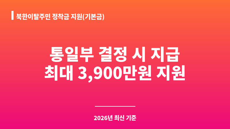 북한이탈주민 정착금 지원(기본금) 보조 이미지 1
