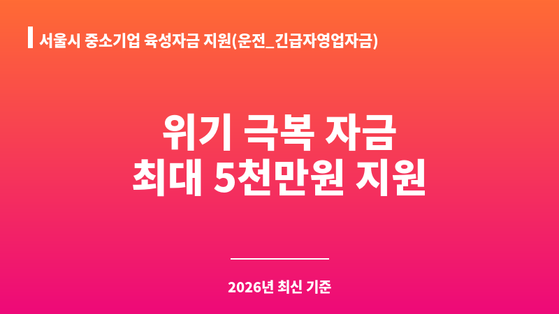 서울시 중소기업 육성자금 지원(운전_긴급자영업자금) 보조 이미지 1
