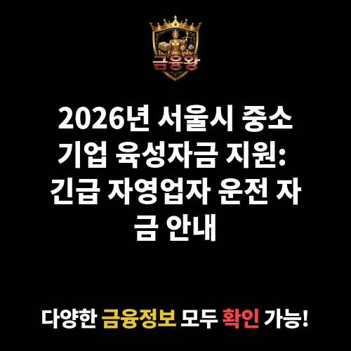 서울시 중소기업 육성자금 지원(운전_긴급자영업자금)