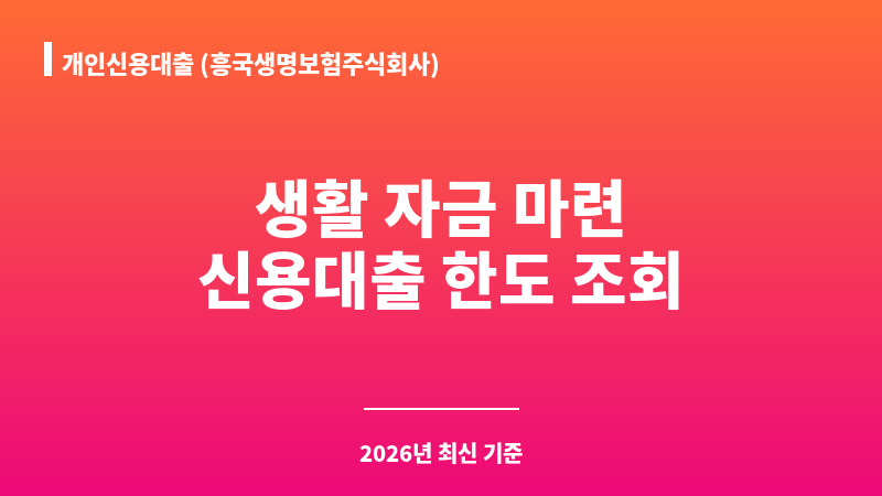 개인신용대출 (흥국생명보험주식회사) 보조 이미지 1