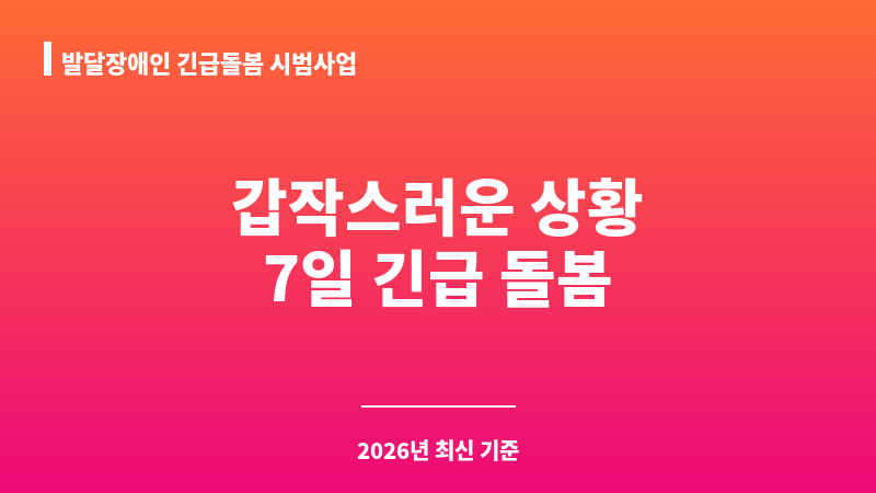 발달장애인 긴급돌봄 시범사업 보조 이미지 1