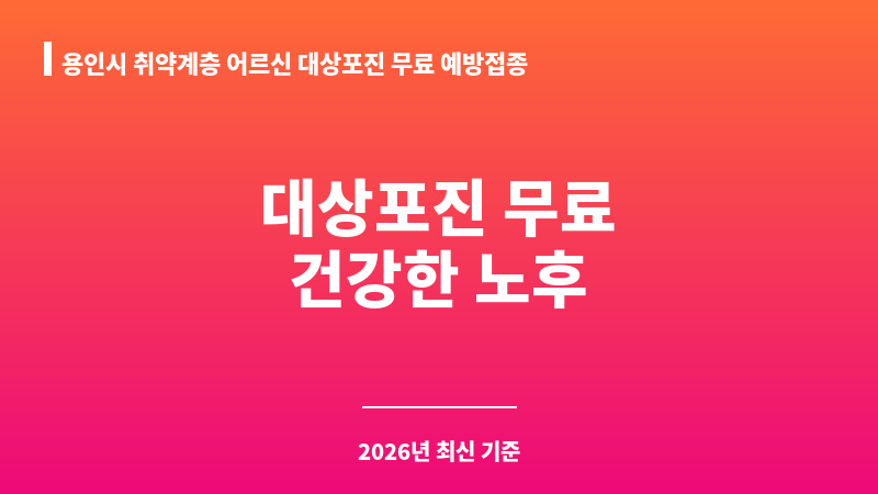 용인시 취약계층 어르신 대상포진 무료 예방접종 보조 이미지 1
