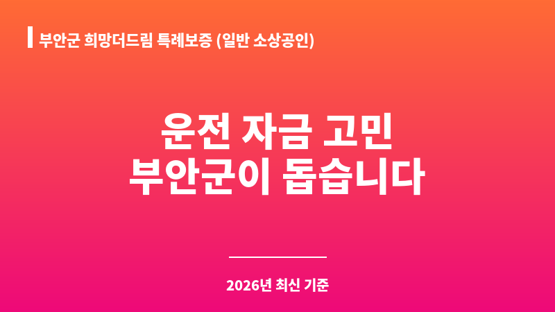 부안군 희망더드림 특례보증 (일반 소상공인) 보조 이미지 1