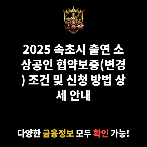 2025 속초시 출연 소상공인 협약보증(변경)