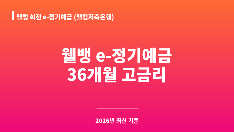 웰뱅 회전 e-정기예금 (웰컴저축은행) 보조 이미지 1