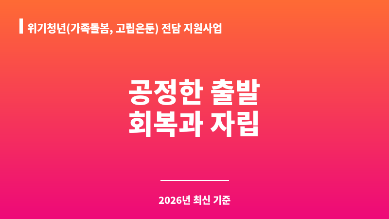 위기청년(가족돌봄, 고립은둔) 전담 지원사업 보조 이미지 1